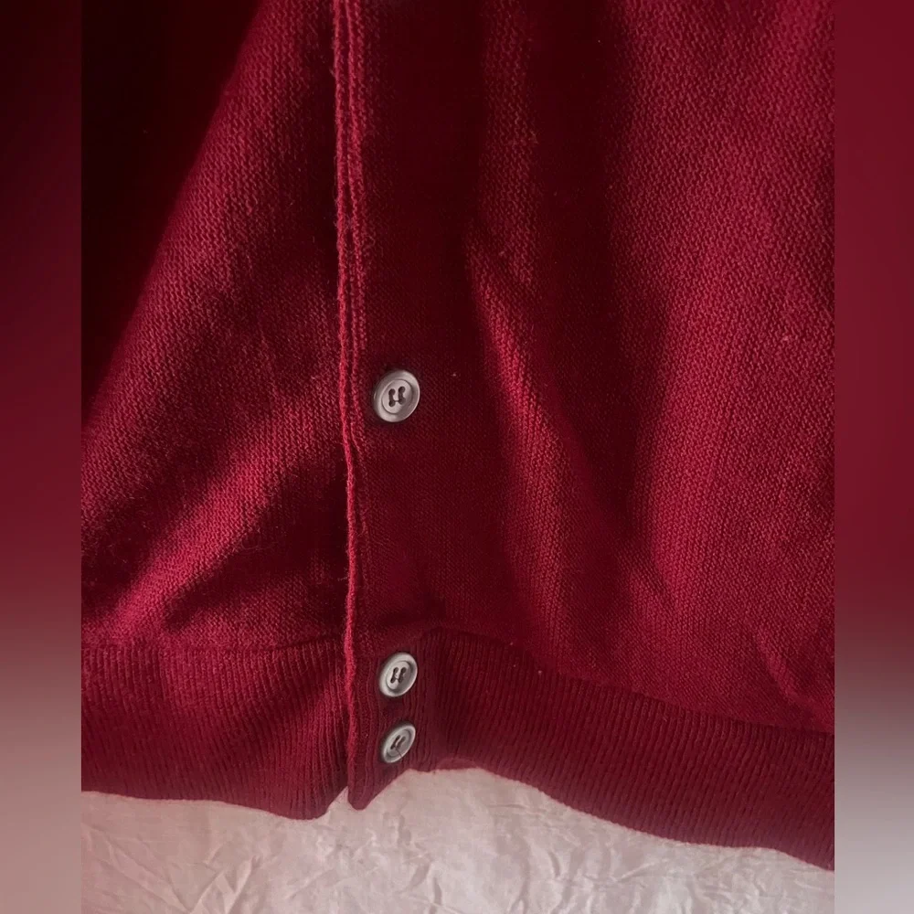 Vintage Fink Classics SZ L deep red cardigan. Retro grunge preppy ladies or men - Picture 3 of 7
